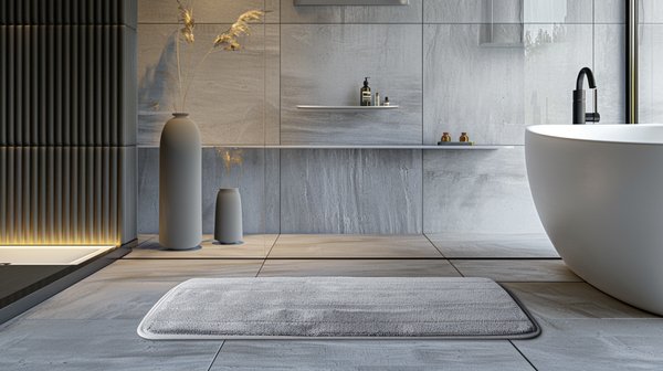 Un tapis de bain gris pour une salle de bain élégante et pratique