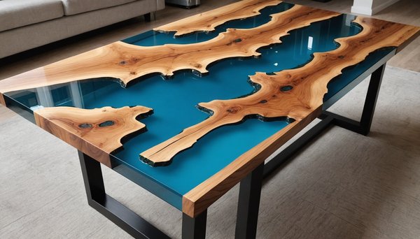 Table rivière en bois et résine époxy : l'élégance sur mesure